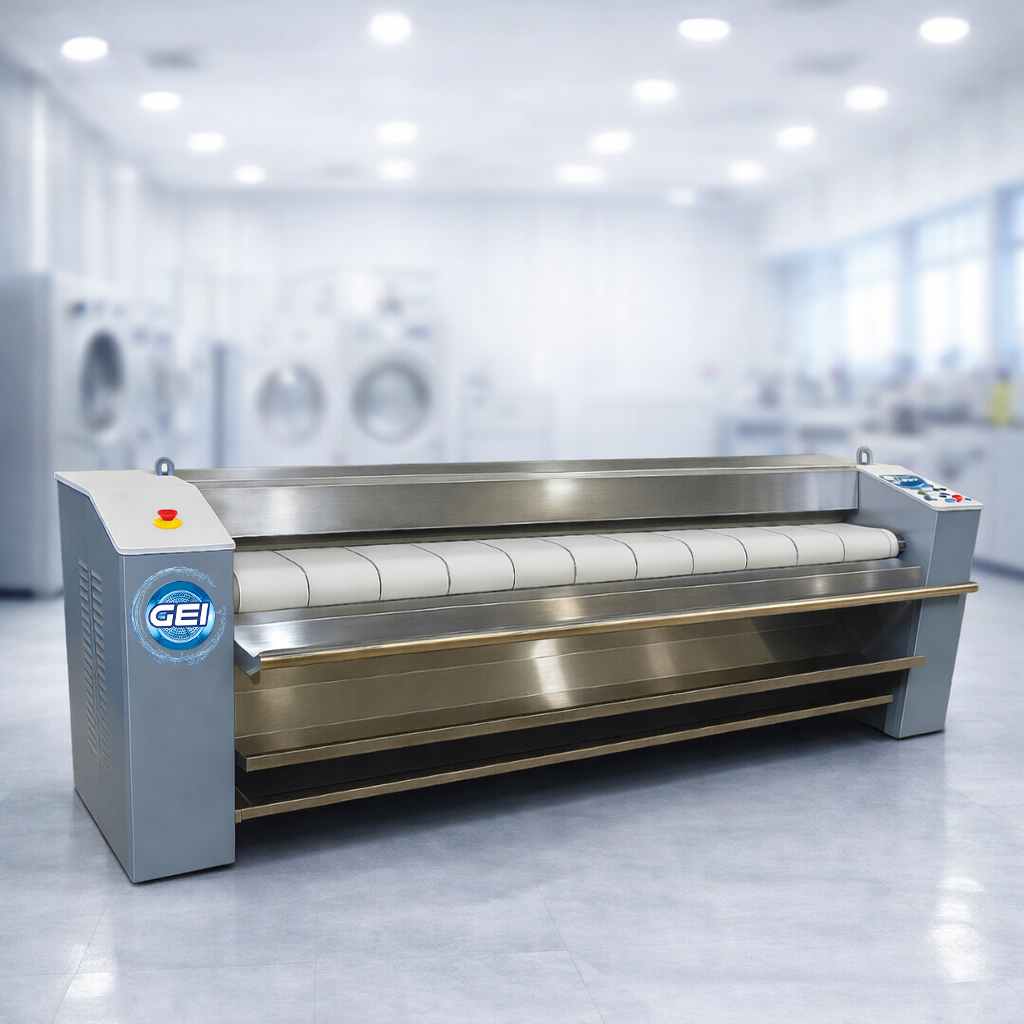 Flat Work Ironer - Efficiently irons and dries flat linens such as bed sheets.